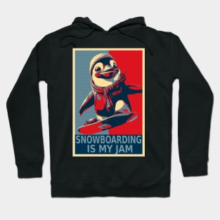 Snowboarding Is My Jam Funny Penguin Snowboarding Hoodie